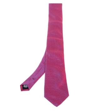 Pre Owned Boss By Hugo Boss Pink Jacquard Pattern Silk Tie