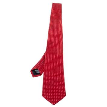 Pre Owned Boss By Hugo Boss Red Dot Patterned Silk Tie