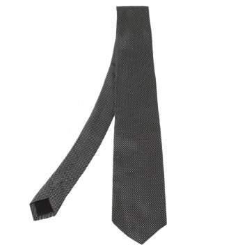 Pre Owned Boss By Hugo Boss Black Dotted Pattern Silk Tie