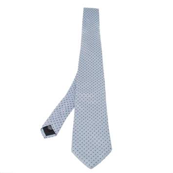 Pre Owned Boss By Hugo Boss Light Blue Jacquard Patterned Silk Tie