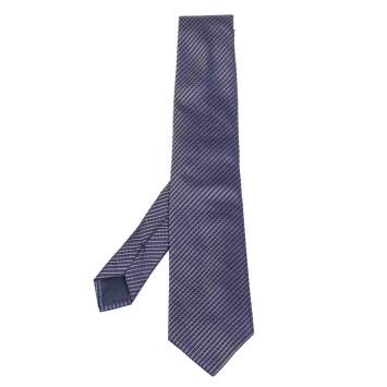 Pre Owned Boss By Hugo Boss Navy Blue Striped Silk Narrow Tie