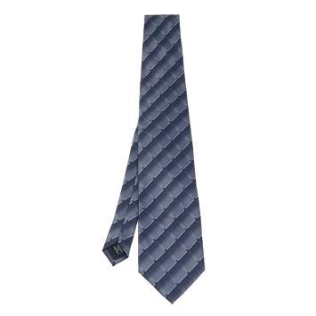Pre Owned Boss By Hugo Boss Blue Patterned Silk Tie