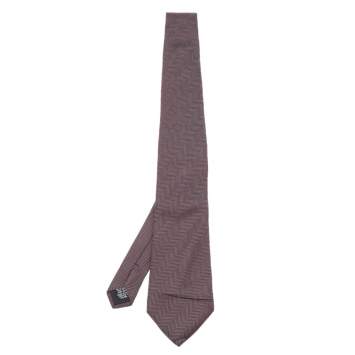 Pre Owned Boss By Hugo Boss Burgundy Patterned Silk Tie