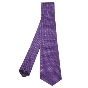 Pre Owned Boss By Hugo Boss Purple Water Repellent Jacquard Silk Tie