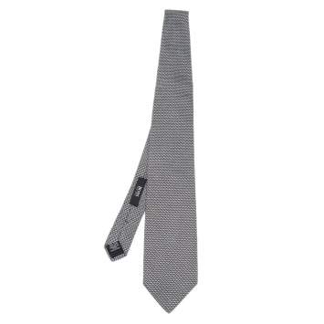 Pre Owned Boss By Hugo Boss Monochrome Jacquard Silk Tie