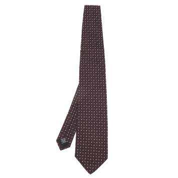 Pre Owned Boss By Hugo Boss Two Tone Square Patterned Silk Jacquard Tie