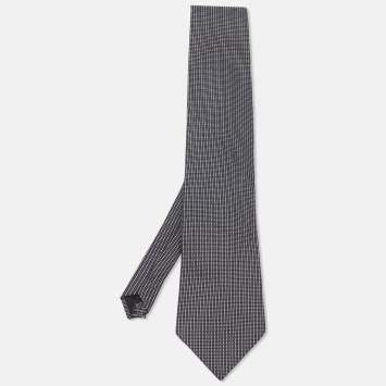 Pre Owned Boss By Hugo Boss Monochrome Jacquard Silk Tie