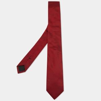 Pre Owned Boss By Hugo Boss Red Silk Tie 