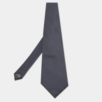 Pre Owned Boss By Hugo Boss Navy Blue Dot Pattern Silk Traditional Tie