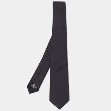 Pre Owned Boss by Hugo Boss Black Patterned Silk Narrow Tie