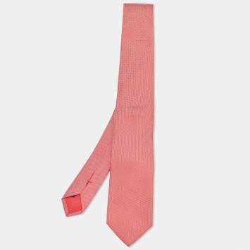 Pre Owned Boss By Hugo Boss Red/ White Checked Silk Tie