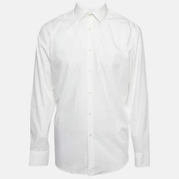 Pre Owned Boss By Hugo Boss White Cotton Slim Fit Shirt XXL