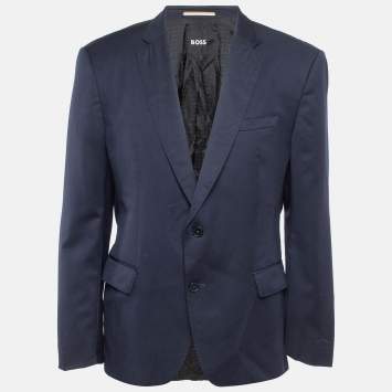 Pre Owned Boss By Hugo Boss Navy Blue Wool Blazer XXL
