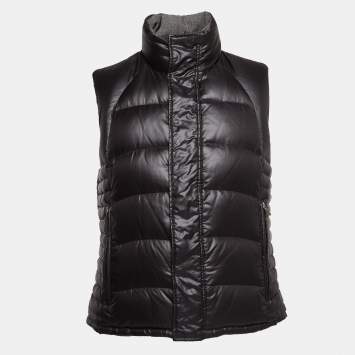 Pre Owned Boss by Hugo Boss Grey Wool and Nylon Reversible Down Vest M