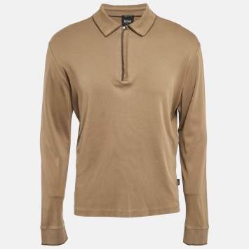 Pre Owned Hugo Boss Brown Jersey Long Sleeve Polo T-Shirt L