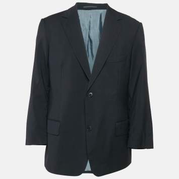 Pre Owned Boss By Hugo Boss Navy Blue Virgin Wool Single Breasted Blazer XXXL