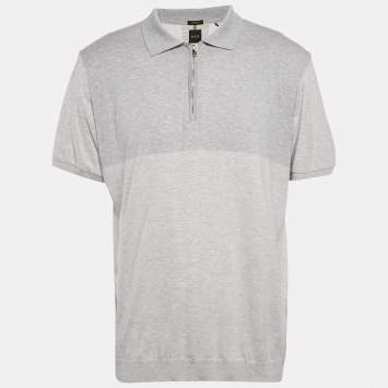 Pre Owned Boss By Hugo Boss Grey Jersey Zip-Up T-Shirt XXL