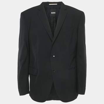 Pre Owned Boss By Hugo Boss Black Wool Single Breasted Blazer XXL