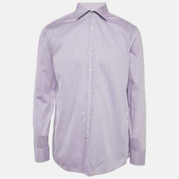 Pre Owned Boss By Hugo Boss Purple Patterned Cotton Button Front Shirt XL