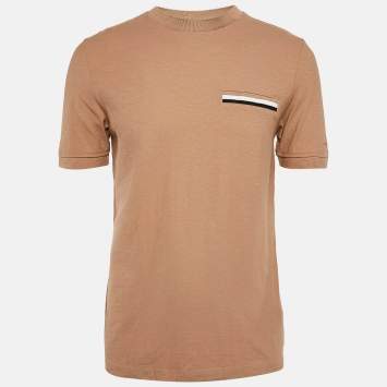 Pre Owned Boss By Hugo Boss Brown Cotton Crew Neck T-Shirt S
