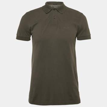 Pre Owned Boss By Hugo Boss Grey Pique Cotton Polo T-Shirt M