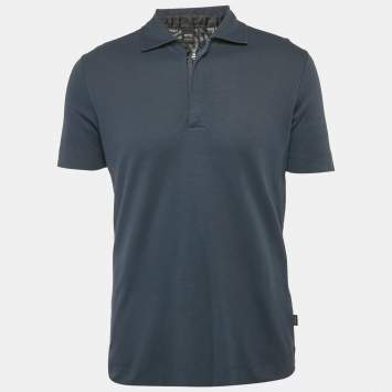 Pre Owned Boss By Hugo Boss Navy Blue Regular Fit Verona Polo T-Shirt M