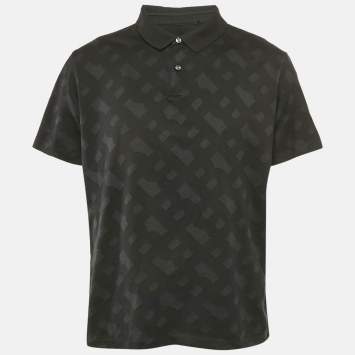Pre Owned Boss By Hugo Boss Black Patterned Jersey Pack 33 Polo T-Shirt XXL