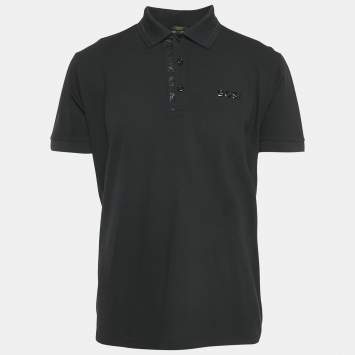 Pre Owned Boss By Hugo Boss Black Cotton Paddy Mirror Polo T-Shirt XL