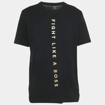 Pre Owned Boss By Hugo Boss Black Printed Crew Neck Talboa AJ T-Shirt XL
