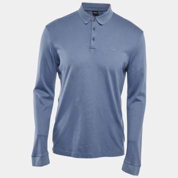 Boss By Hugo Boss Blue Cotton Knit Polo T-Shirt M
