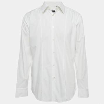 Pre Owned Boss By Hugo Boss White Cotton Slim Fit Shirt XXL 