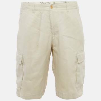 Pre Owned Boss By Hugo Boss Beige Linen Shorts M