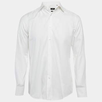 Pre Owned Boss By Hugo Boss White Cotton Slim Fit Shirt S