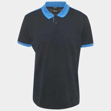 Pre Owned Boss By Hugo Boss Navy Blue Cotton Phillipson 39 Slim Fit Polo T- Shirt XL