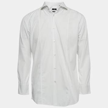 مملوكة مسبقًا  Boss By Hugo Boss White Cotton Slim Fit Philip Shirt L