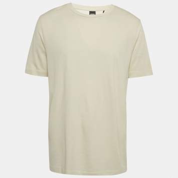 Pre Owned Boss By Hugo Boss Beige Lyocell & Cotton Thompson T-Shirt XL 