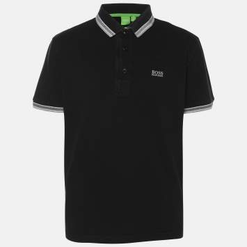 Pre Owned Boss By Hugo Boss Black Pique Cotton Paul Curved Polo T-Shirt L