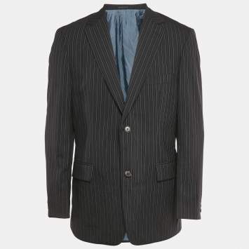 مملوكة مسبقًا Boss By Hugo Boss Navy Blue Pinstripe Wool Regular Fit Blazer L