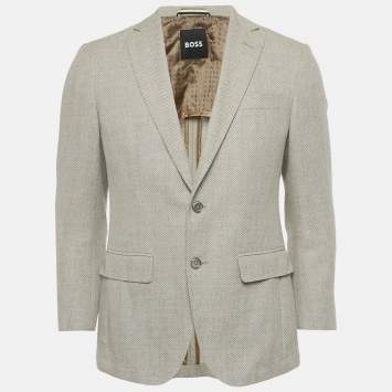 مملوكة مسبقًا Boss By Hugo Boss Brown Herringbone Hutson Elbow Patch Blazer S
