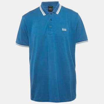 Pre Owned Boss by Hugo Boss Blue Cotton Paddy Polo T-Shirt XXL