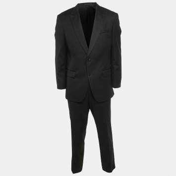 Pre Owned Boss By Hugo Boss Black Gabardine Regular Fit Suit XXL