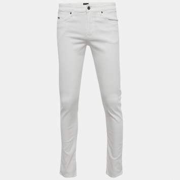 Pre Owned Boss By Hugo Boss White Denim Delaware Slim Jeans M/Waist 31"