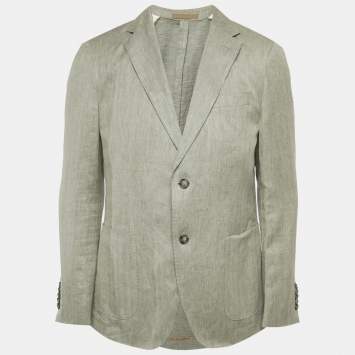 مملوكة مسبقًا Boss By Hugo Boss Light Green Linen Blend Regular Fit Blazer S