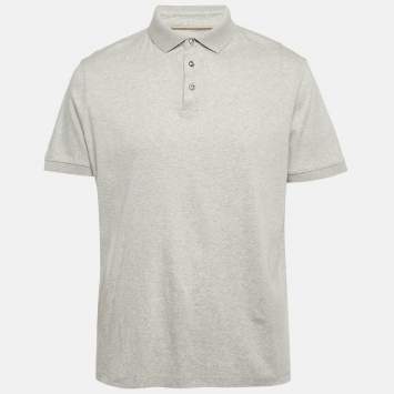 Pre Owned Boss By Hugo Boss Grey Jersey Polo T-Shirt L