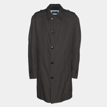 Pre Owned Boss By Hugo Boss Dark Grey Nylon Trench Coat XL