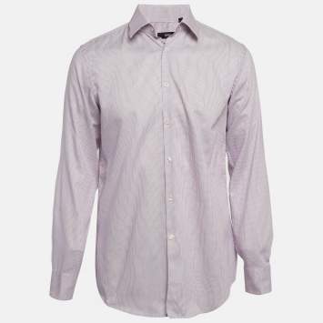 مملوكة مسبقًا Boss By Hugo Boss Purple Checks Cotton Julen Shirt L