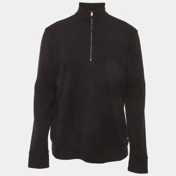 مملوكة مسبقًا Boss By Hugo Boss Black Jersey Zip-Up Sweatshirt L