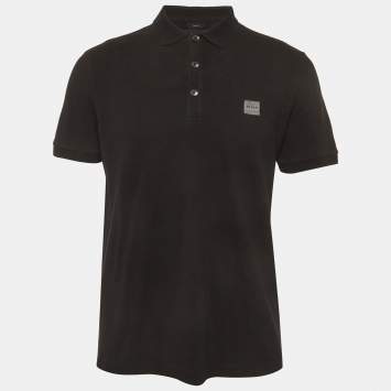 Pre Owned Boss By Hugo Boss Brown Mesh Jersey Polo T-Shirt L