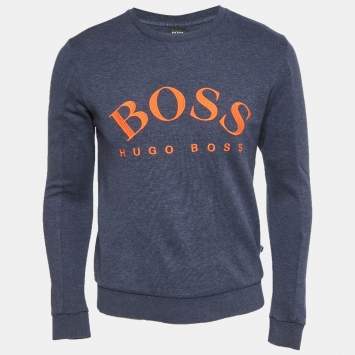 مملوكة مسبقًا Boss by Hugo Boss Blue Embroidered Cotton Salbo Sweatshirt S