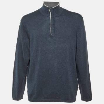 مملوكة مسبقًا Boss By Hugo Boss Blue Cotton & Cashmere Knit Pewis Jumper XXL